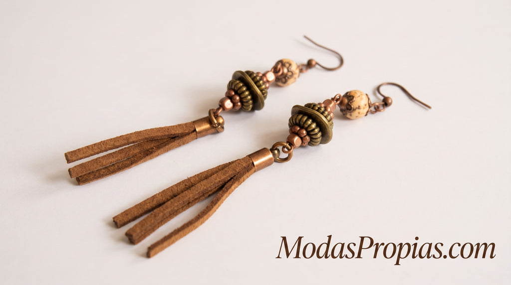 Aros Largos con Detalle en Cuero | Estilo Boho Premium