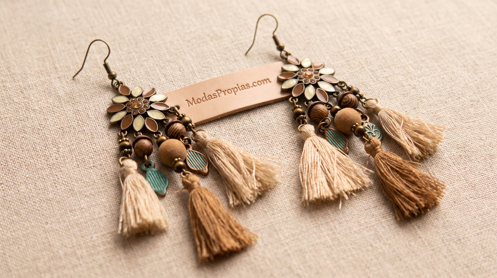 Pendientes Largos de Hilo con Flor | Estilo Artesanal Boho
