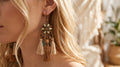 Pendientes Largos de Hilo con Flor | Estilo Artesanal Boho