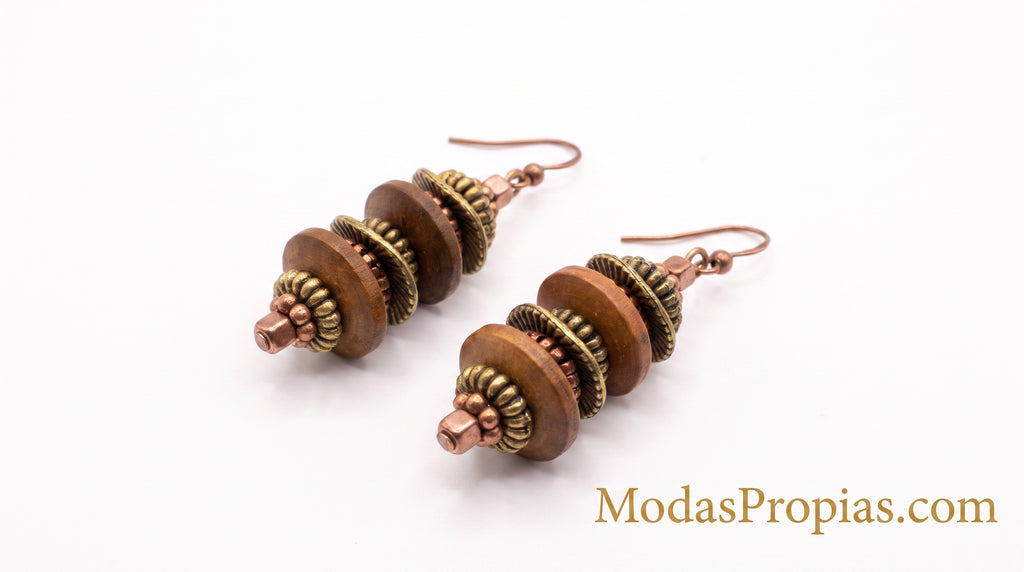 Aros Bronce con Madera | Estilo Natural y Sofisticado