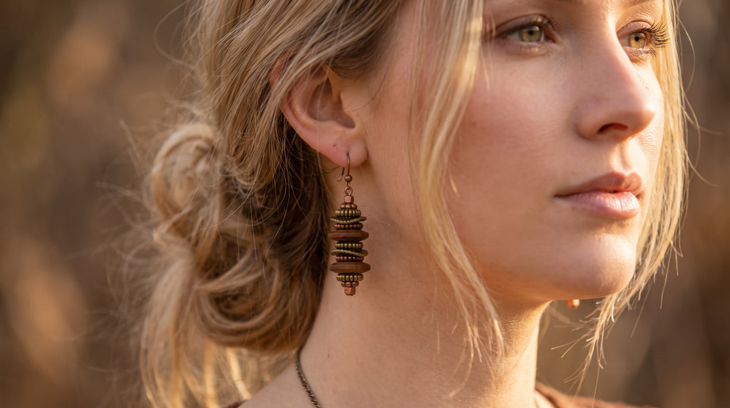 Aros Bronce con Madera | Estilo Natural y Sofisticado