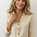 Blusa Lino Beige manga larga