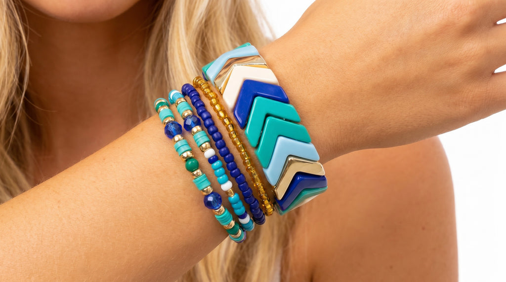 Set de Pulseras Azul & Dorado – Elegancia Vibrante para Tu Estilo