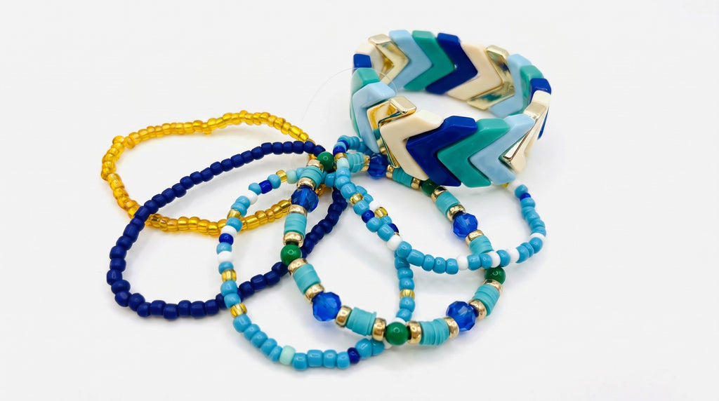 Set de Pulseras Azul & Dorado – Elegancia Vibrante para Tu Estilo