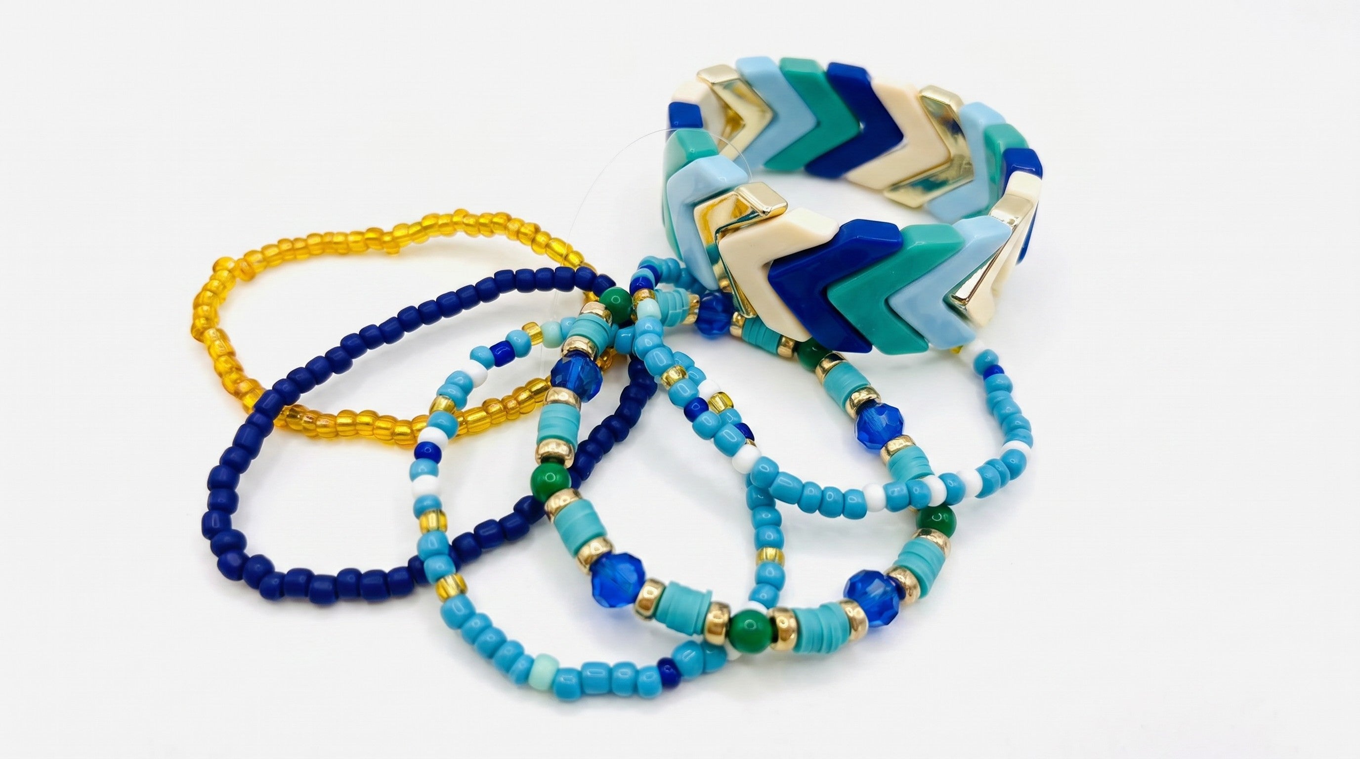 Set de Pulseras Azul & Dorado – Elegancia Vibrante para Tu Estilo