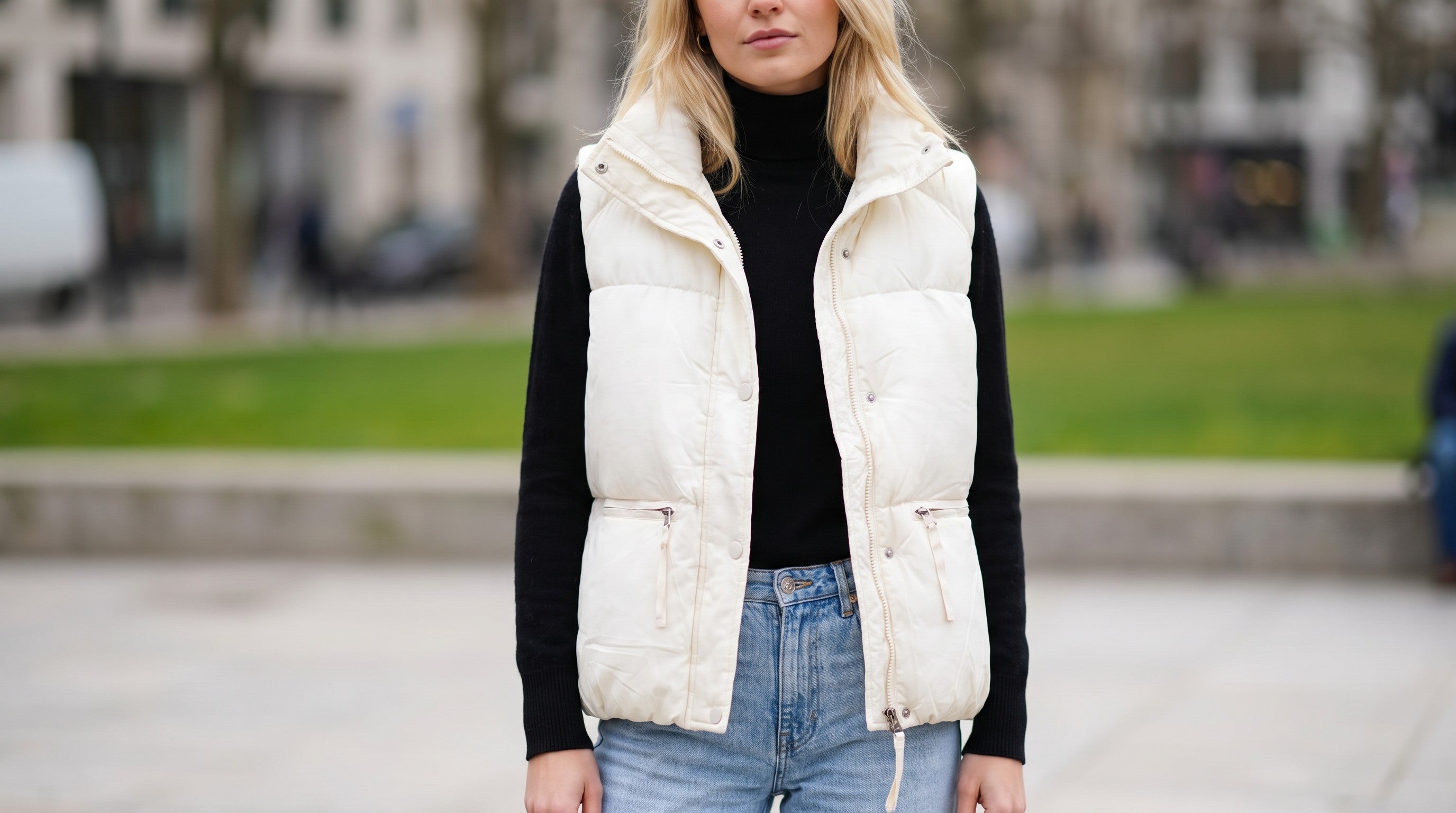 Parka Acolchada Sin Mangas Color Claro | 40% OFF ❄️