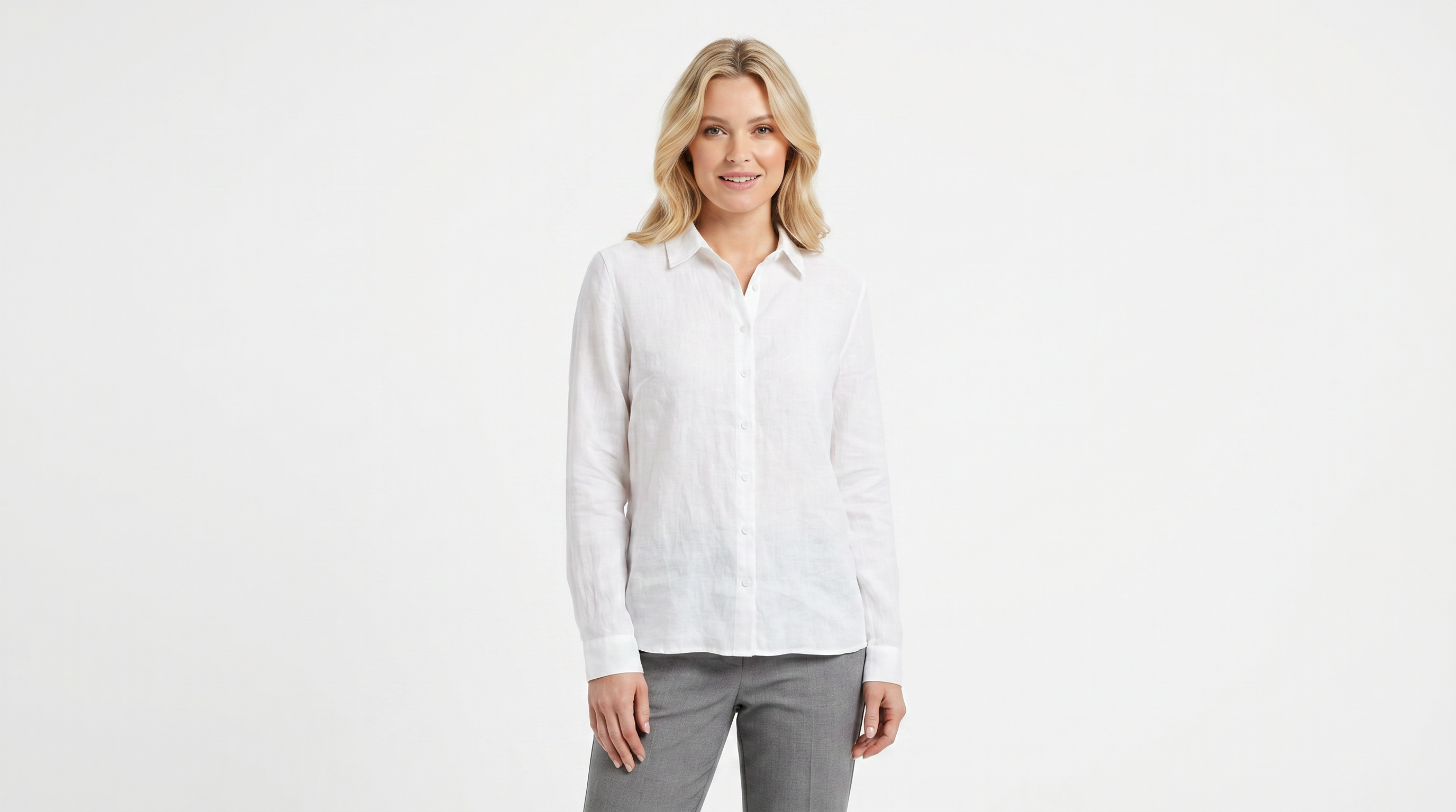 Blusa manga larga Blanca Clasica