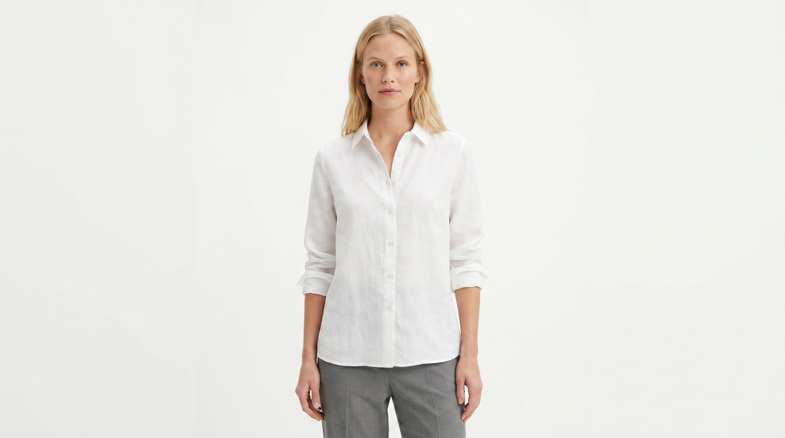 Blusa manga larga Blanca Clasica