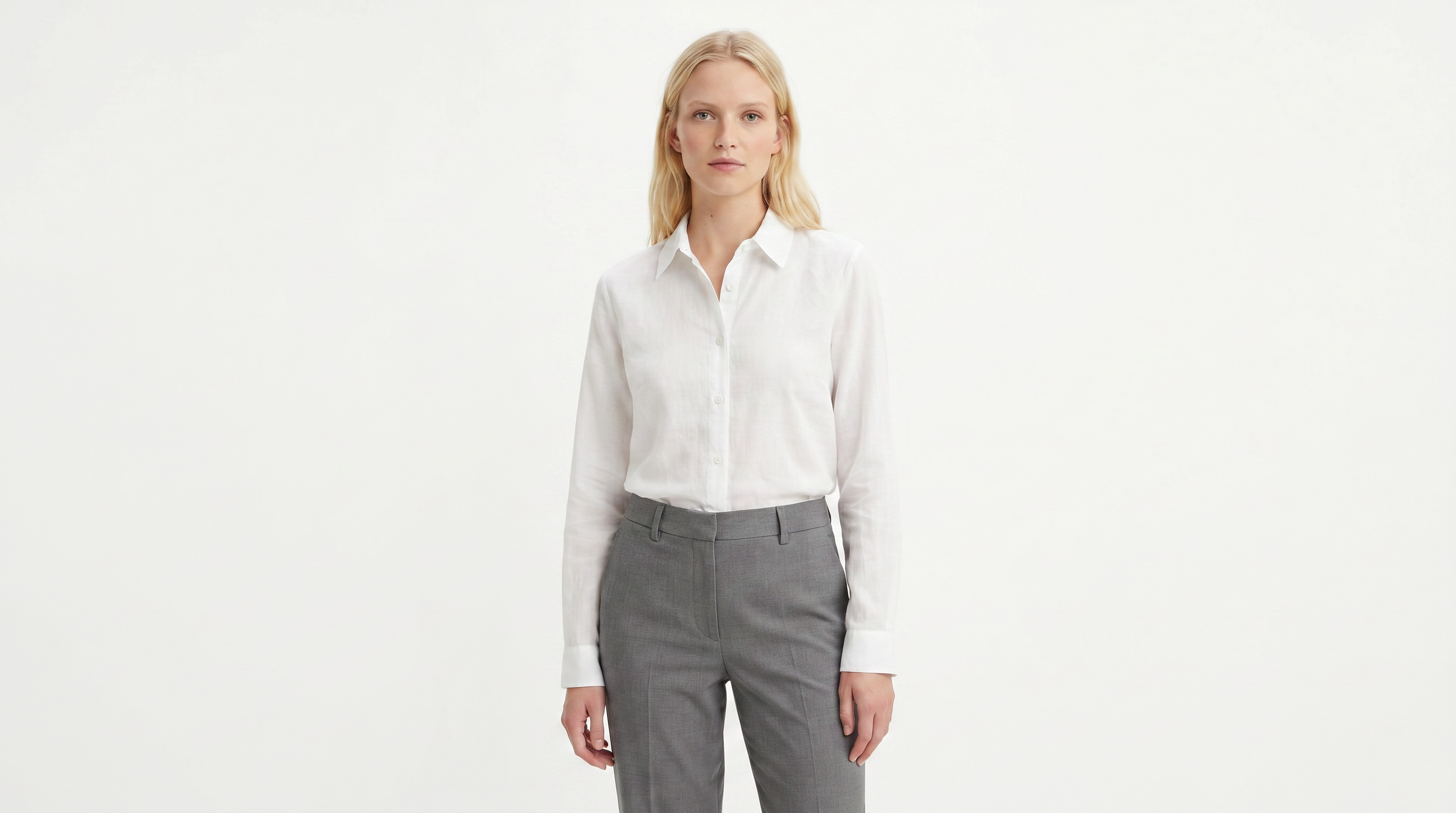 Blusa manga larga Blanca Clasica