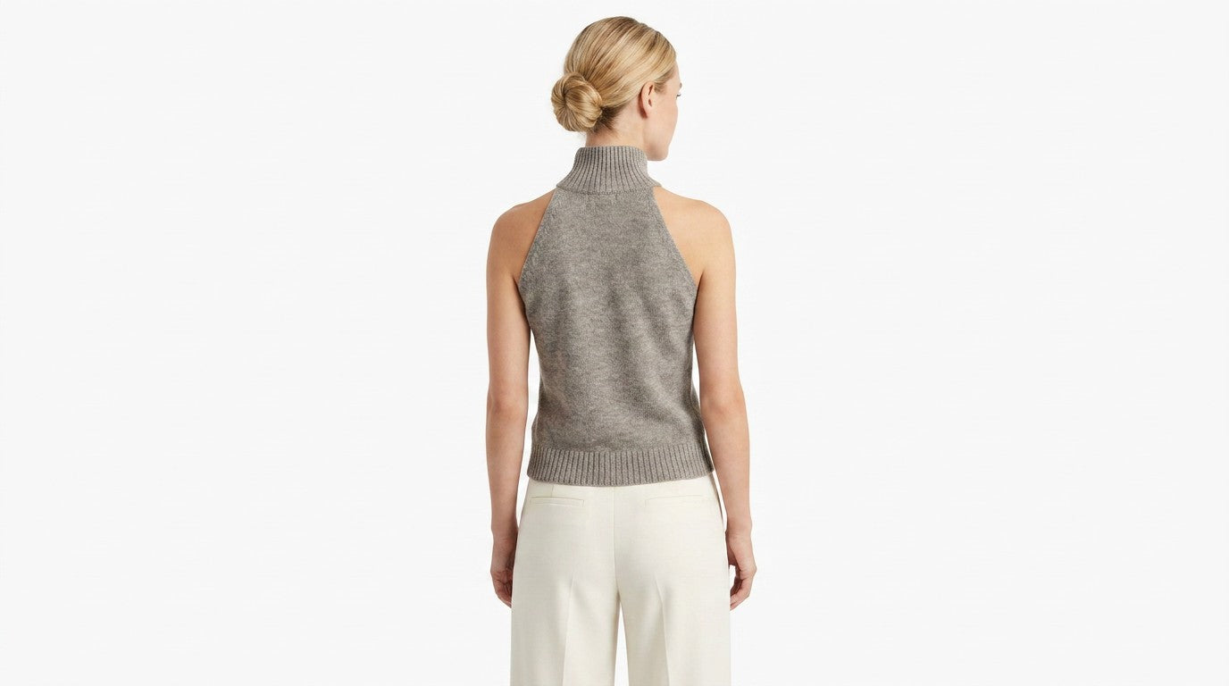 Top Tejido Cuello Alto Gris