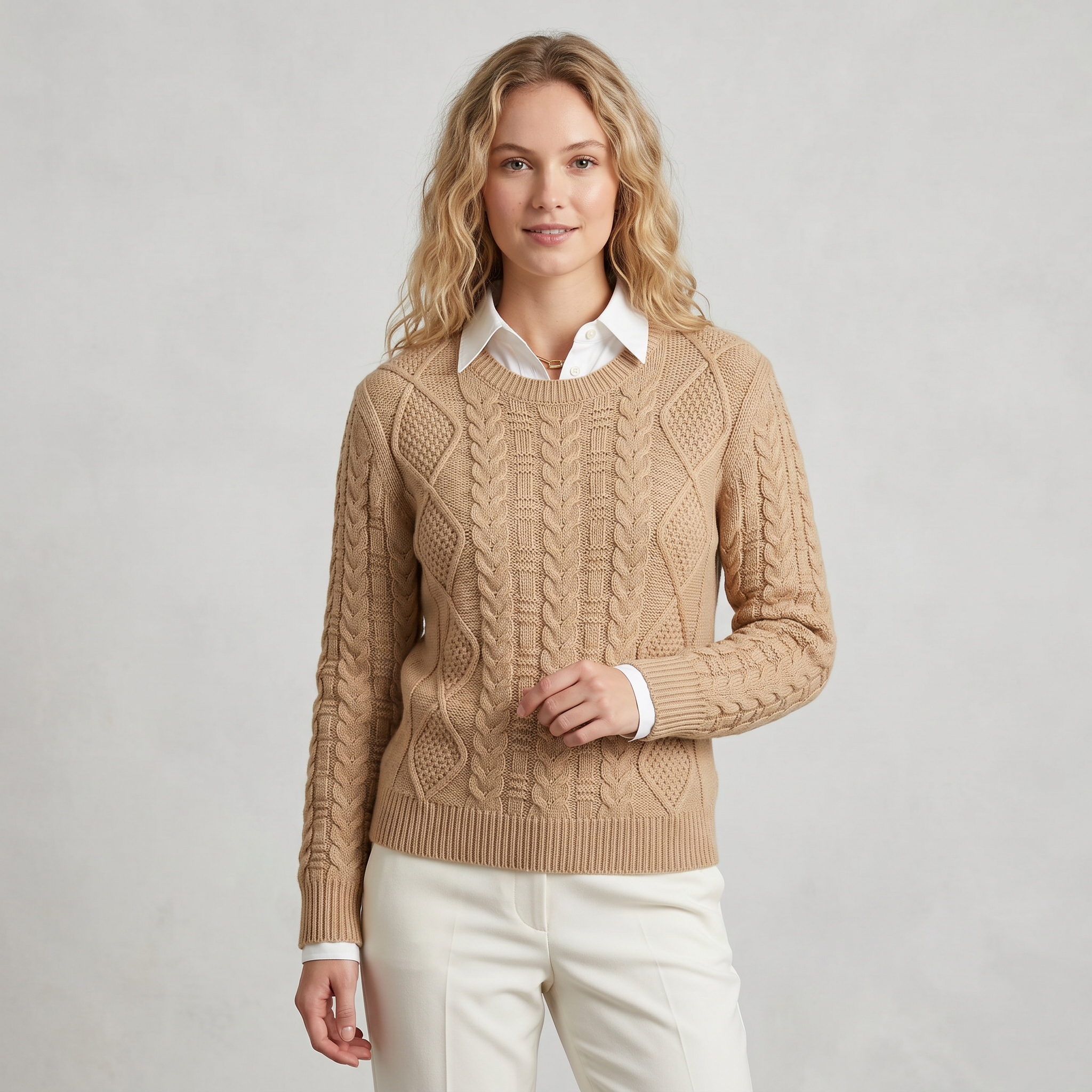 Sweater cuello redondo tejido Otoño