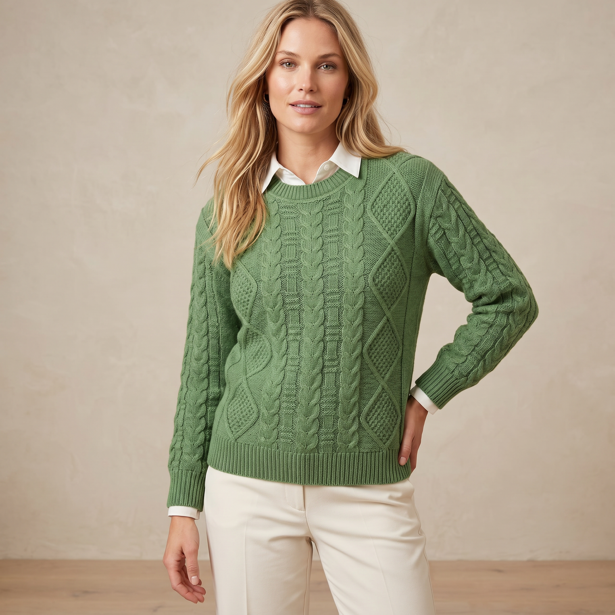 Sweater cuello redondo tejido Otoño