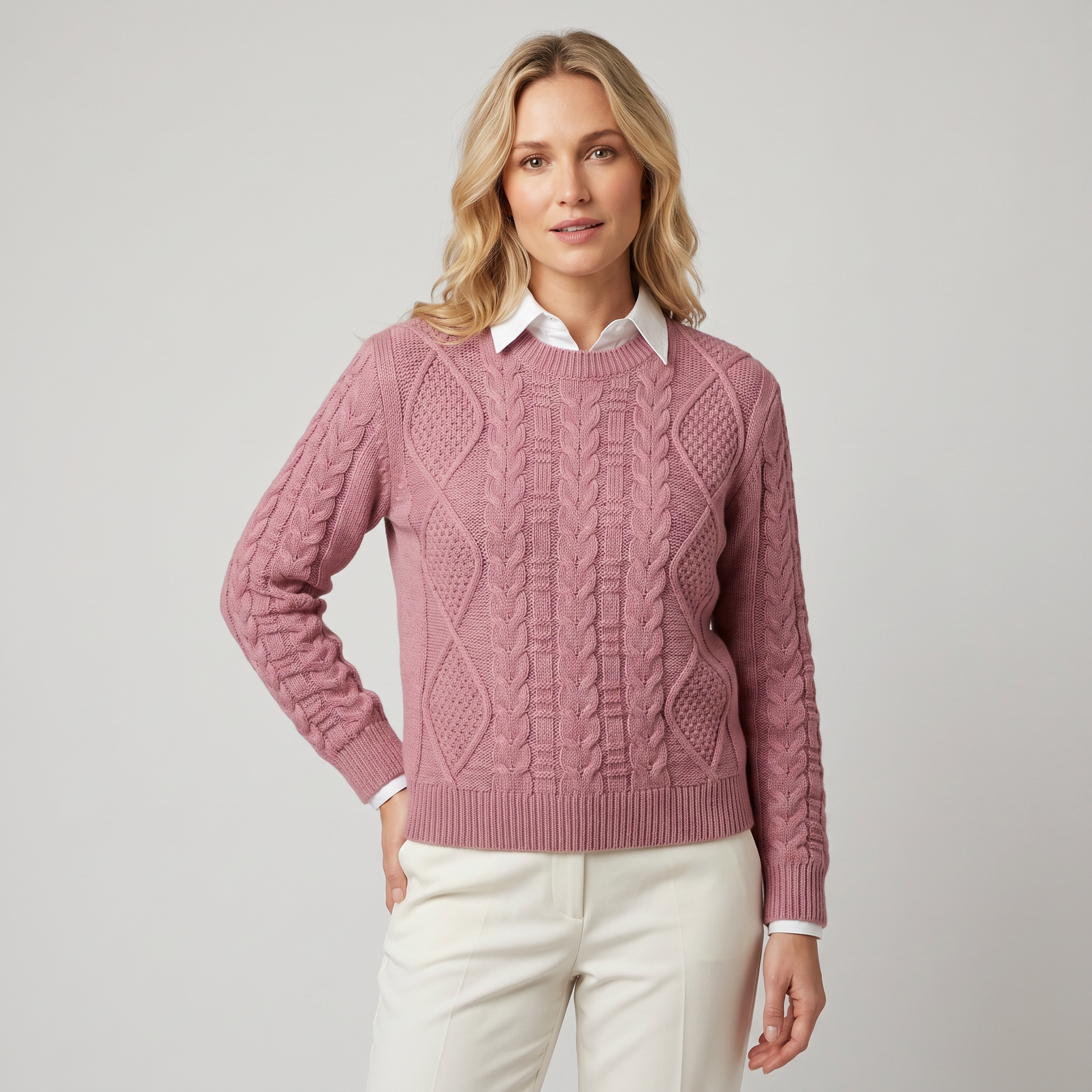 Sweater cuello redondo tejido Otoño