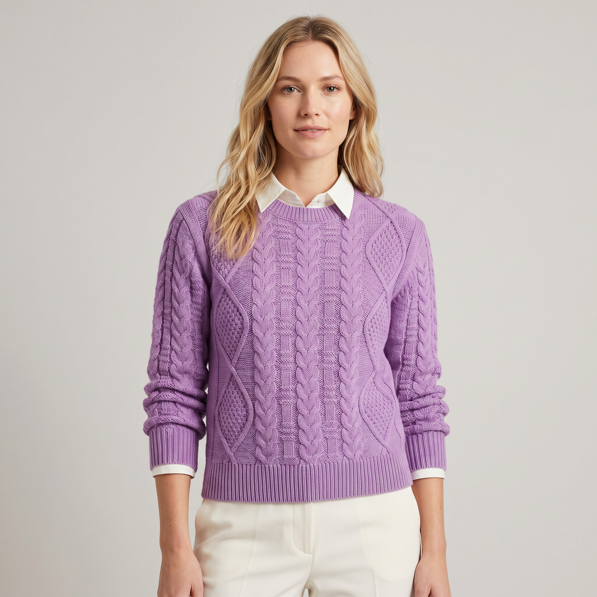 Sweater cuello redondo tejido Otoño