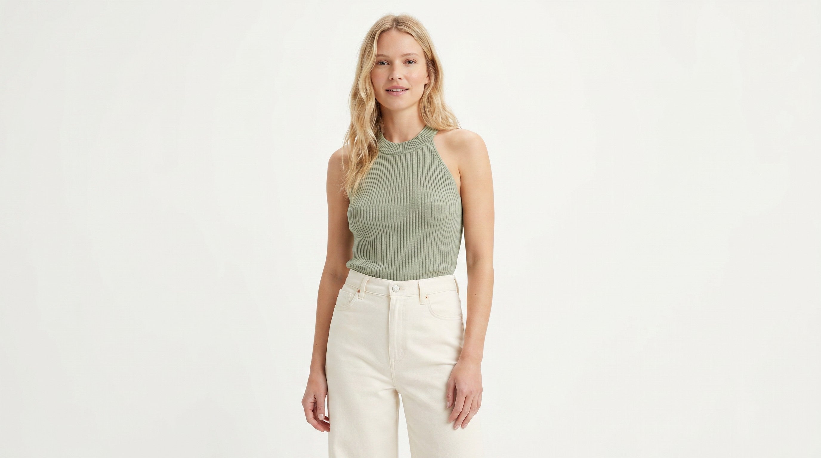 Top sin Mangas Cuello Alto Verde