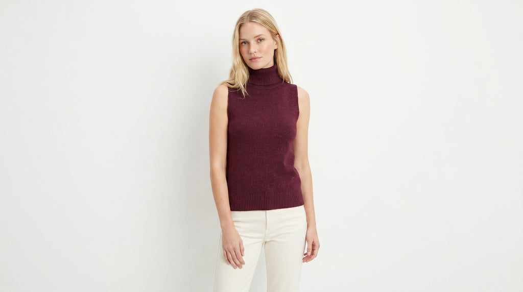 Blusa sin mangas cuello tortuga