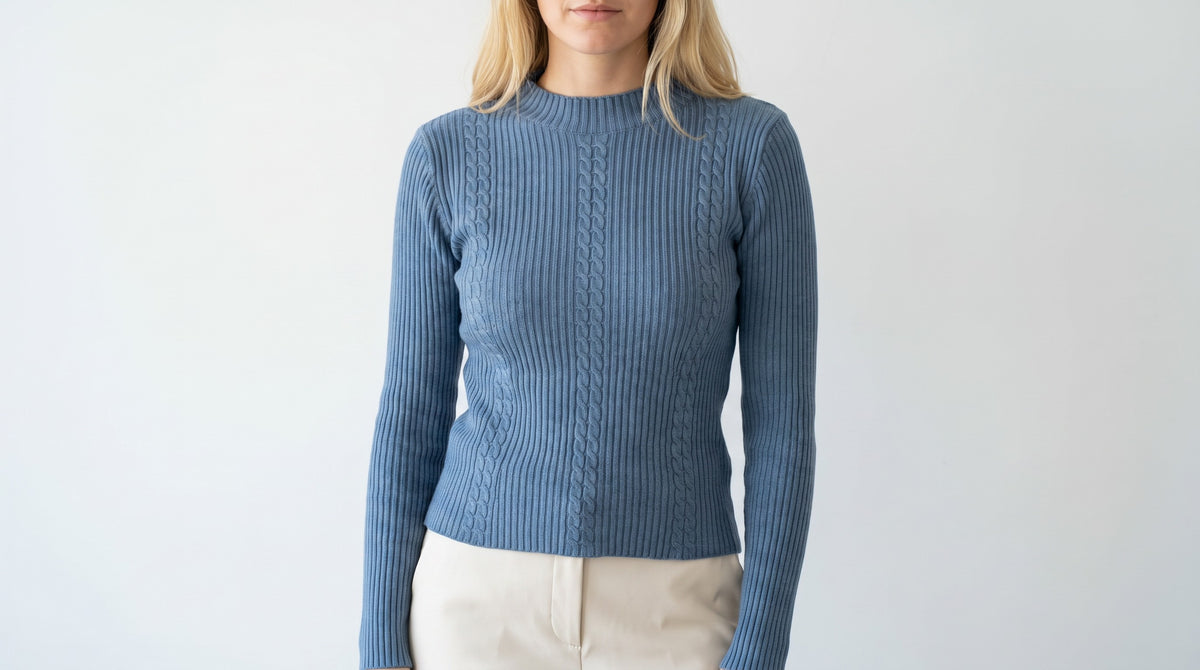 Sweater Acanalado Cuello Medio | Talla Única