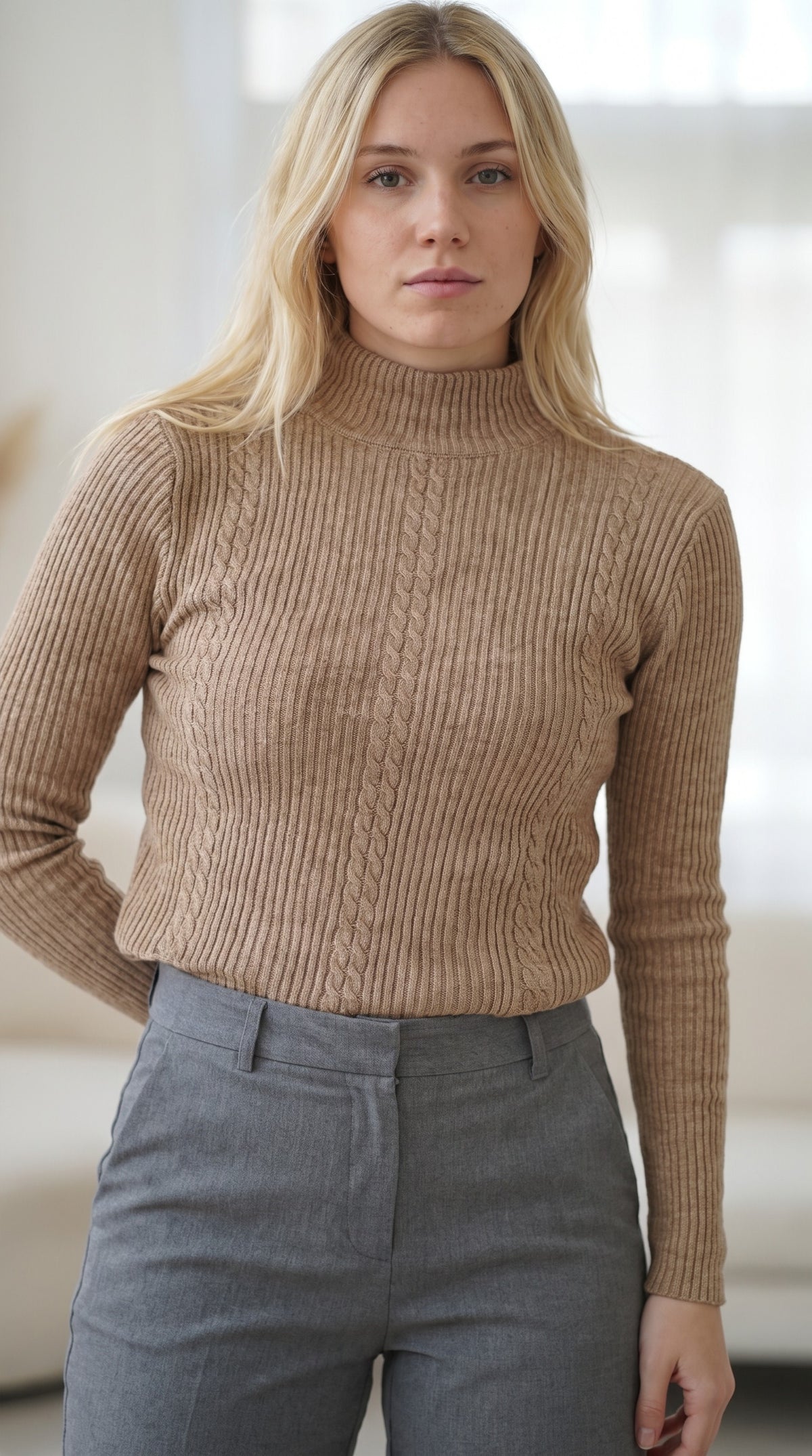 Sweater Acanalado Cuello Medio | Talla Única