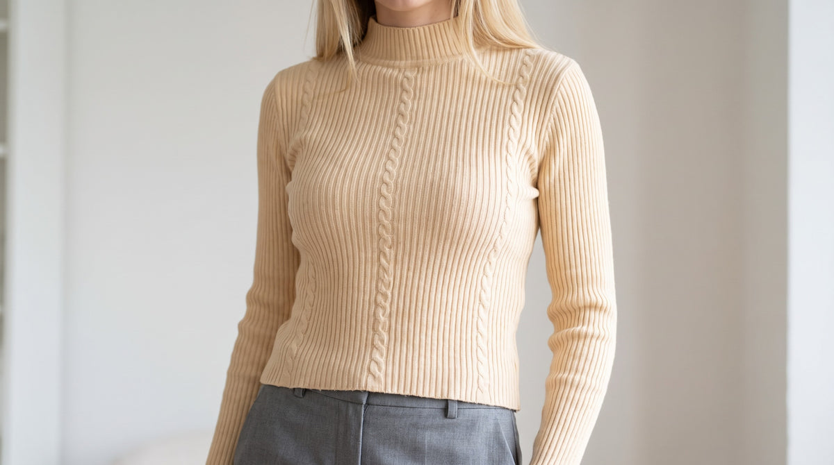 Sweater Acanalado Cuello Medio | Talla Única