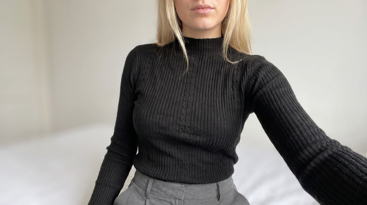 Sweater Acanalado Cuello Medio | Talla Única
