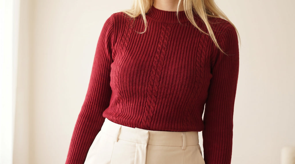 Sweater Acanalado Cuello Medio | Talla Única