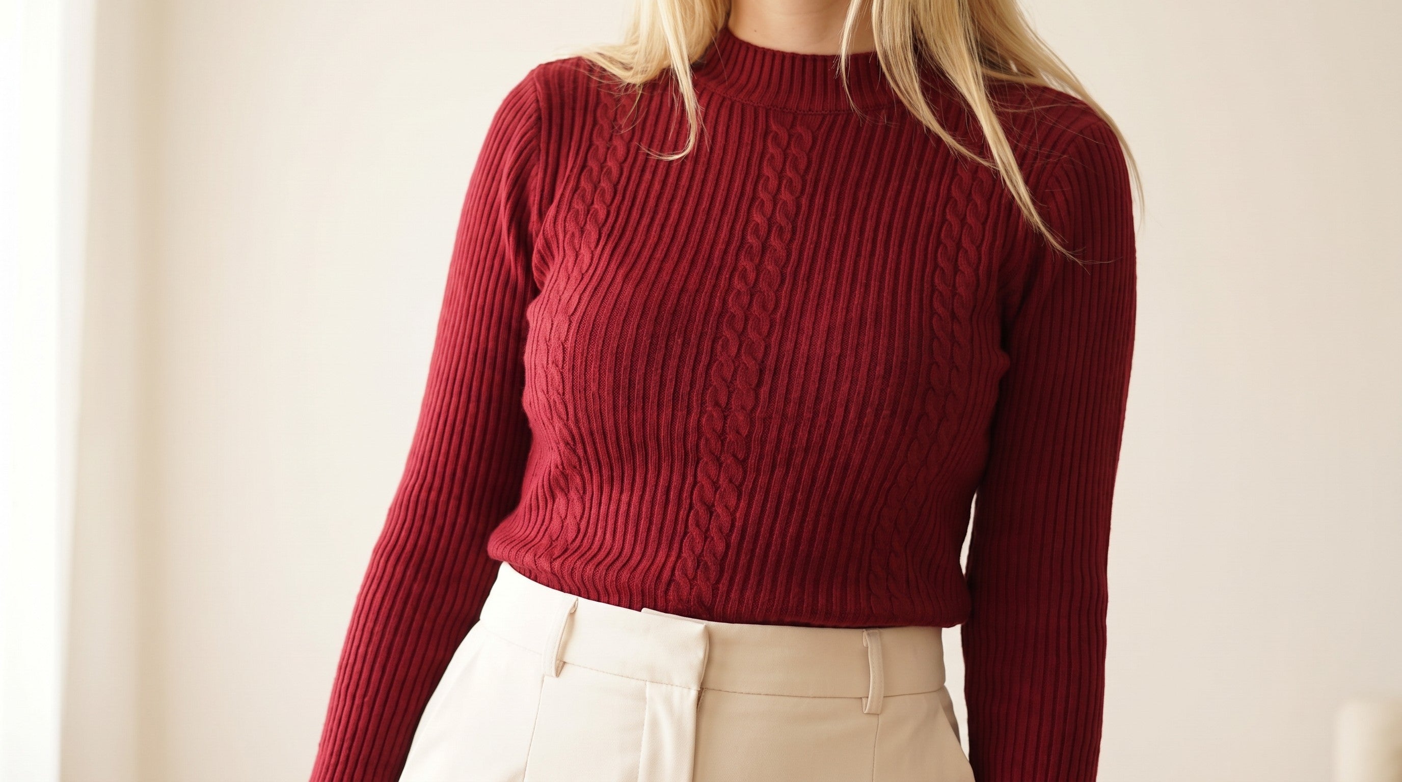 Sweater Acanalado Cuello Medio | Talla Única