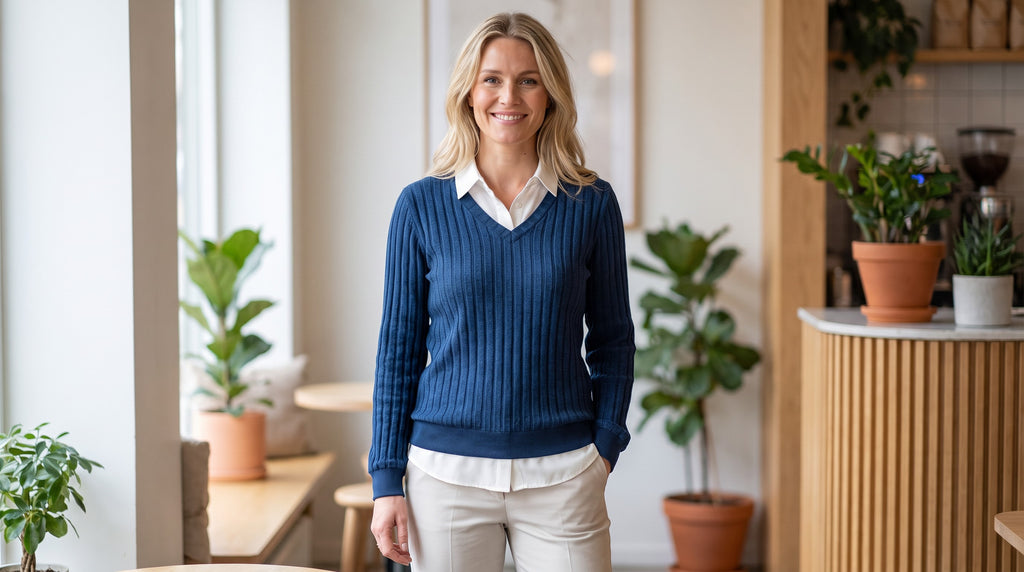 Sweater Azul Oscuro | Tejido Premium