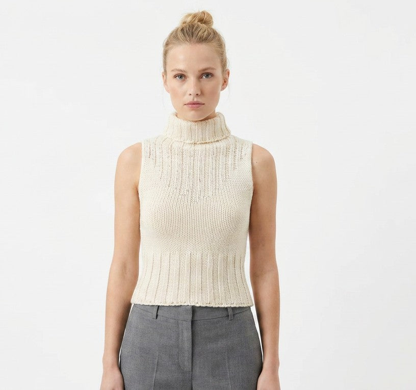 Sweater Beige brillos Cuello de Tortuga