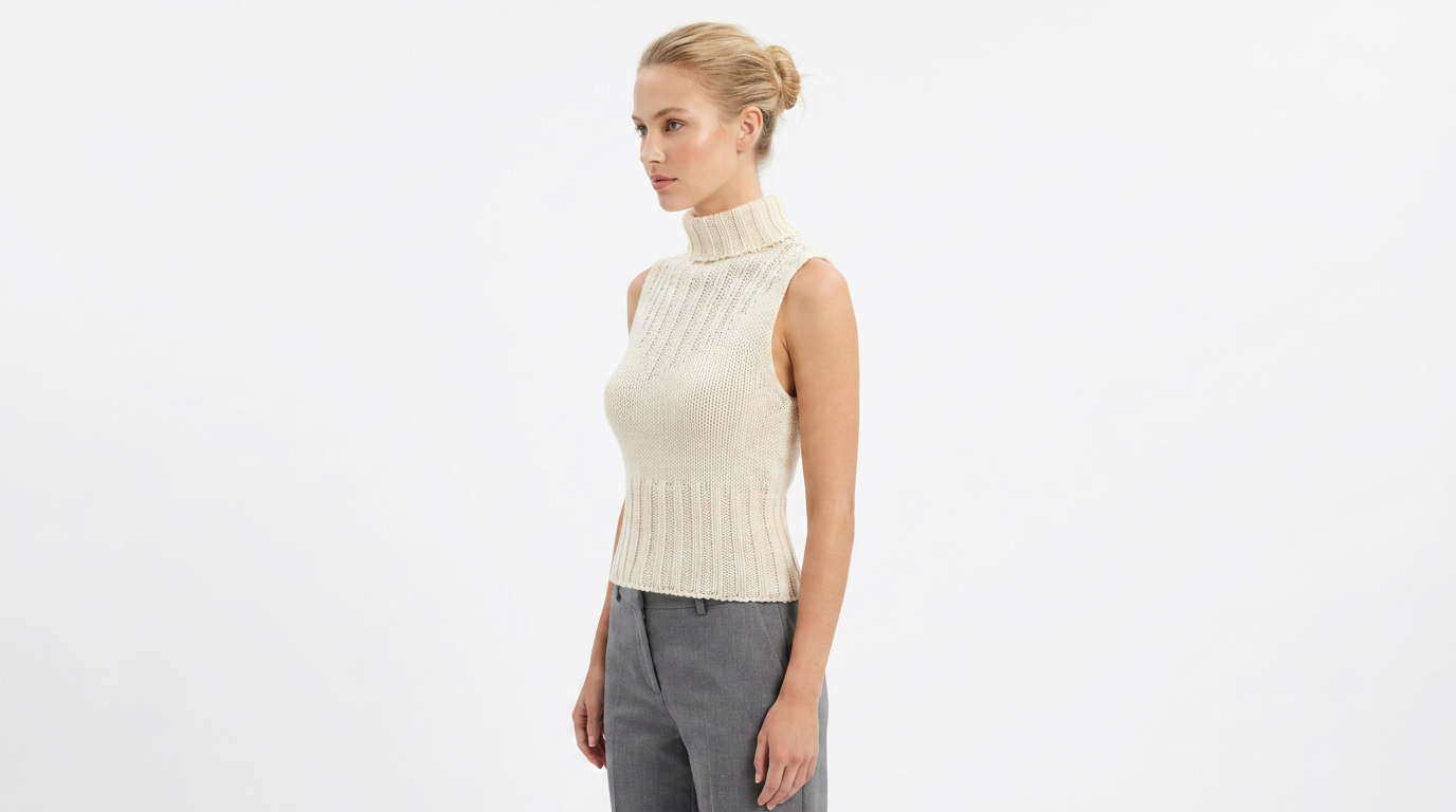 Sweater Beige brillos Cuello de Tortuga