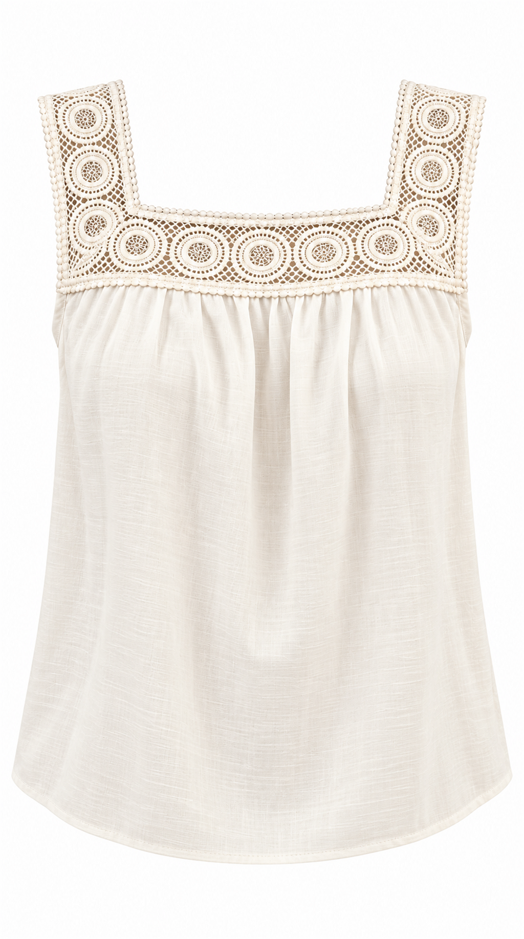 Blusa marfil con encaje circular, producto solo