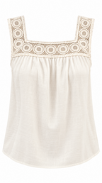 Blusa marfil con encaje circular, producto solo
