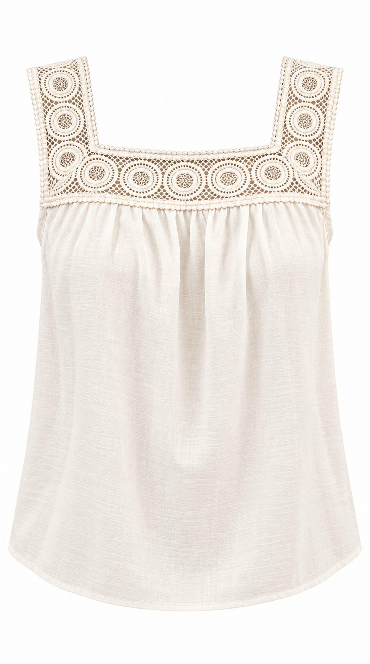 Blusa marfil con encaje circular, producto solo