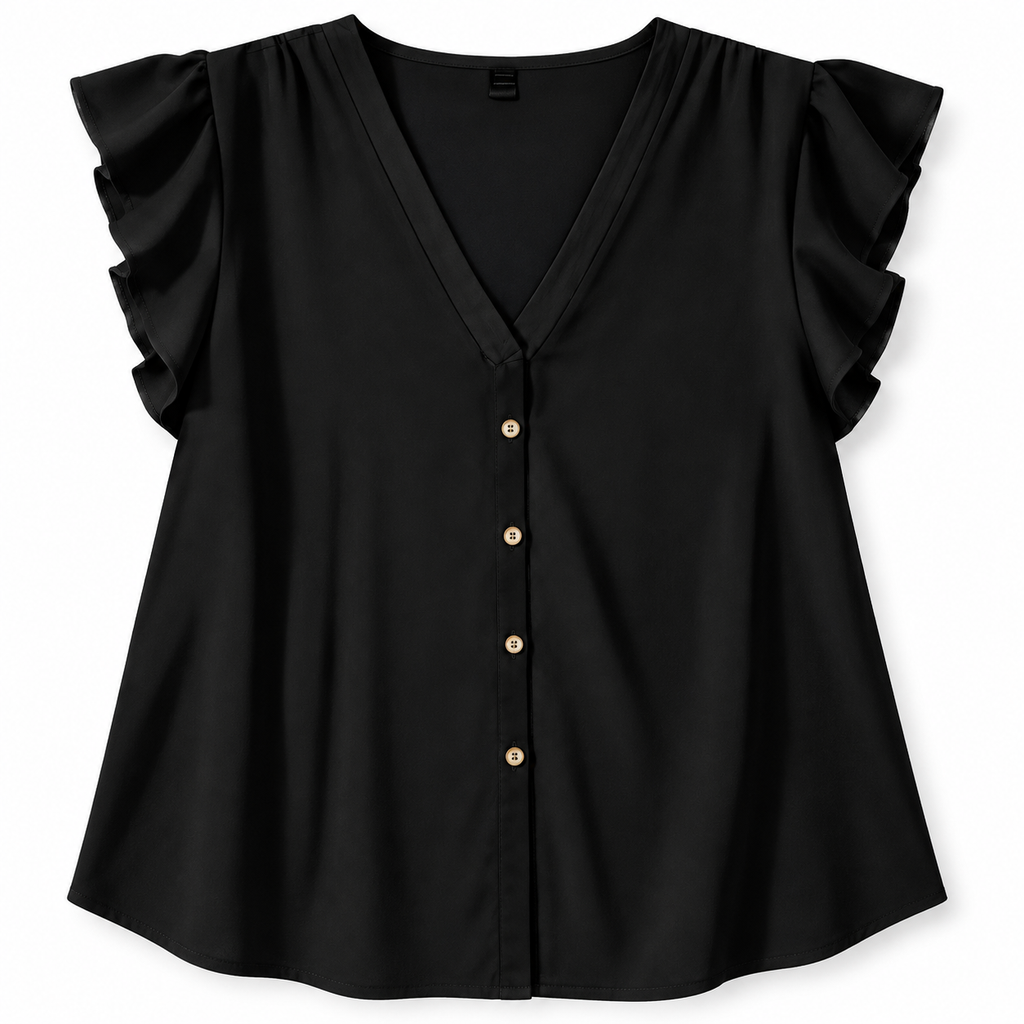 Blusa negra mangas de vuelo — producto