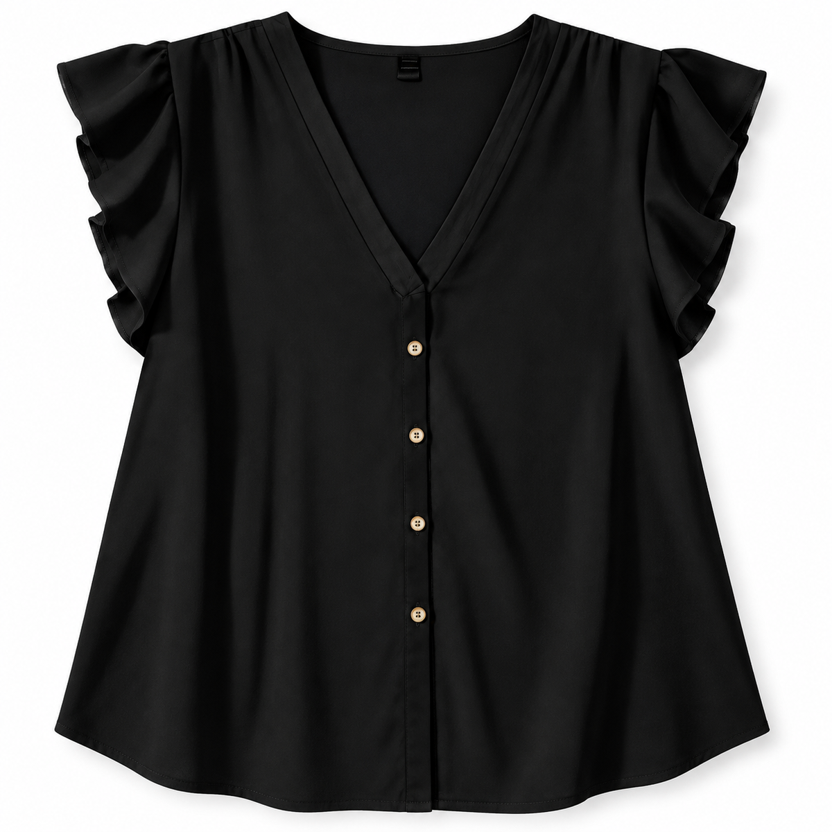 Blusa negra mangas de vuelo — producto