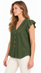 Blusa verde oliva vista de lado