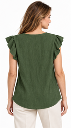Blusa verde oliva espalda lisa