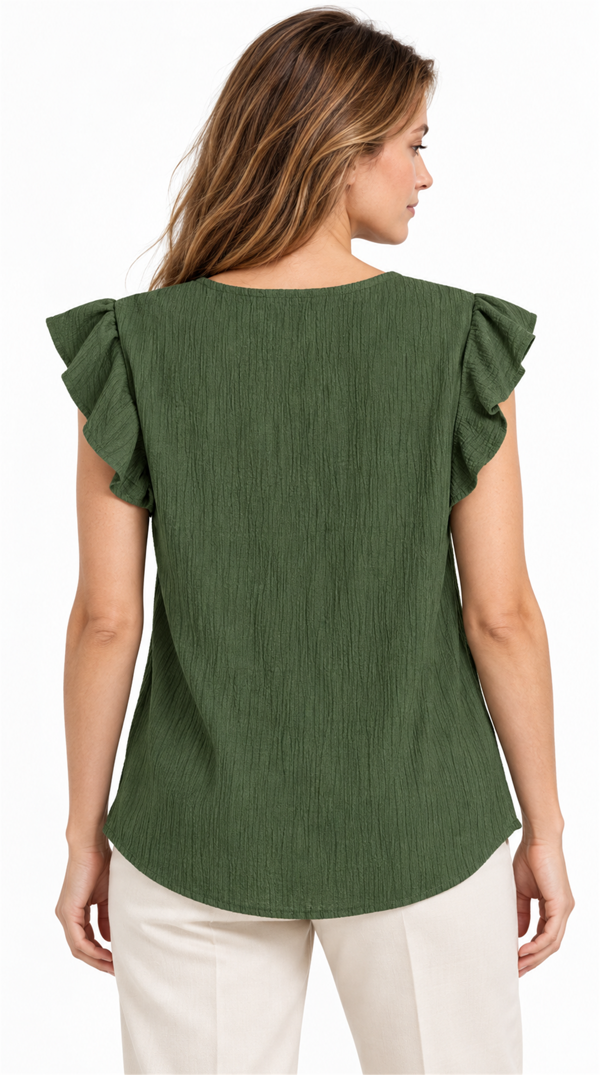 Blusa verde oliva espalda lisa