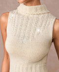 Sweater Beige brillos Cuello de Tortuga