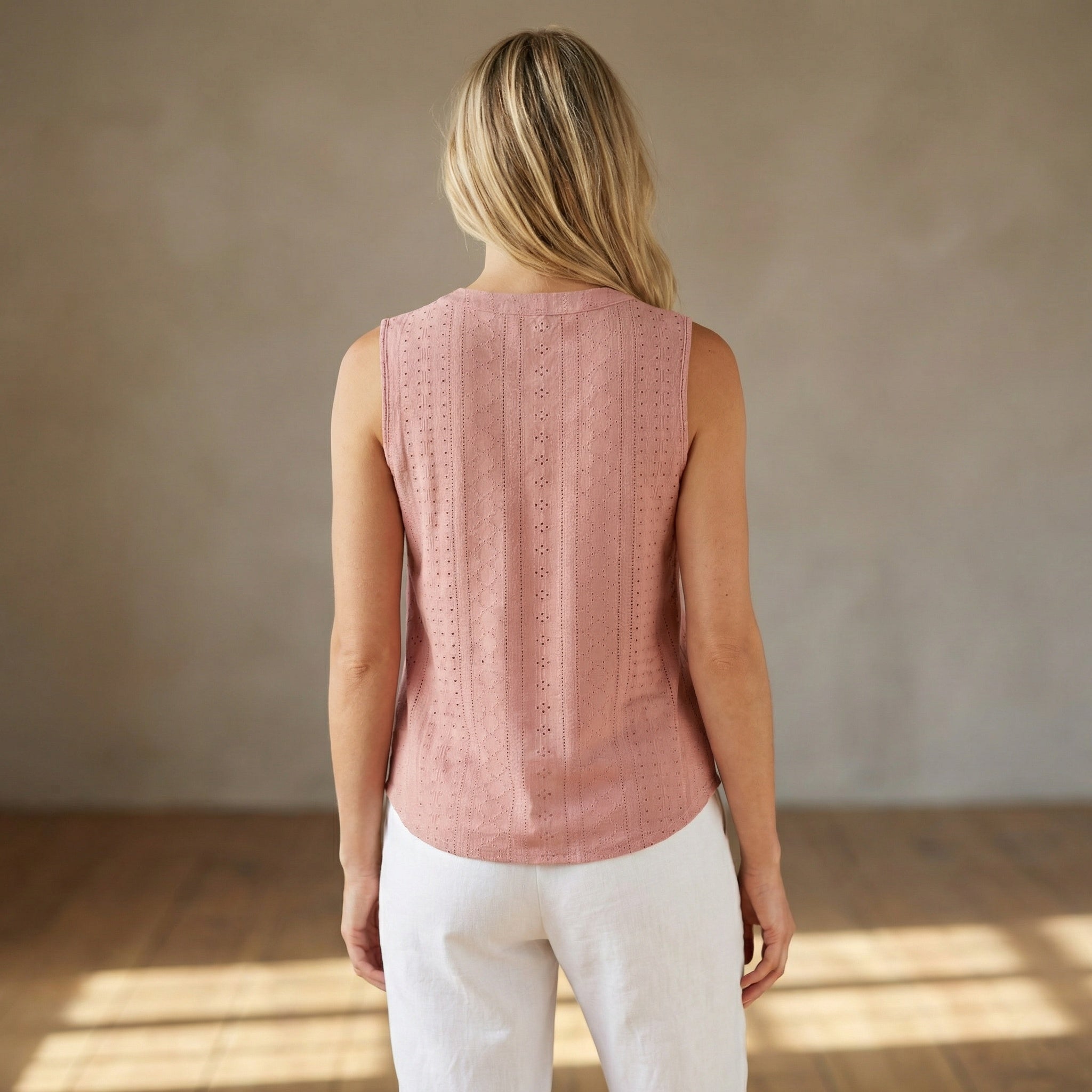 Blusa Rosa fresca sin mangas