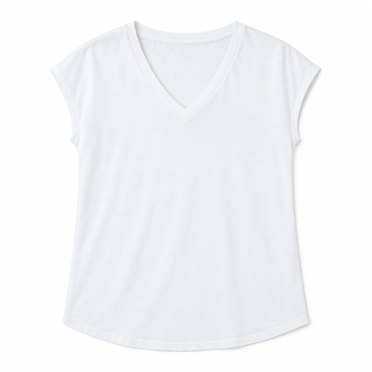 Blusa cuello en V blanca, prenda completa sobre fondo blanco