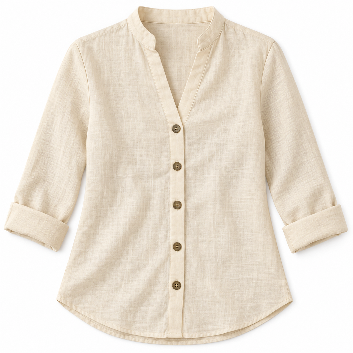 Blusa lino beige sola, vista frontal