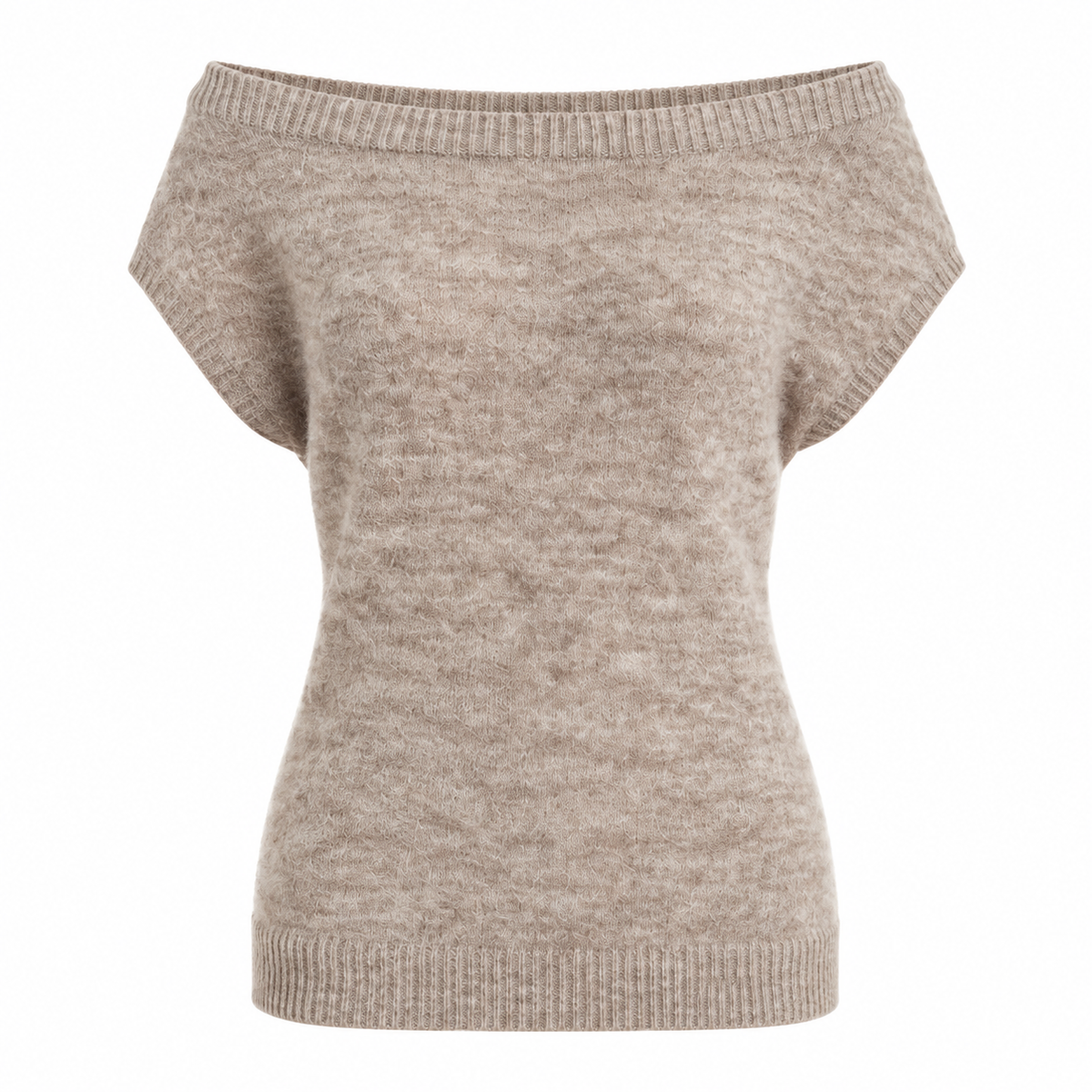 Sweater café claro hombros descubiertos, vista product