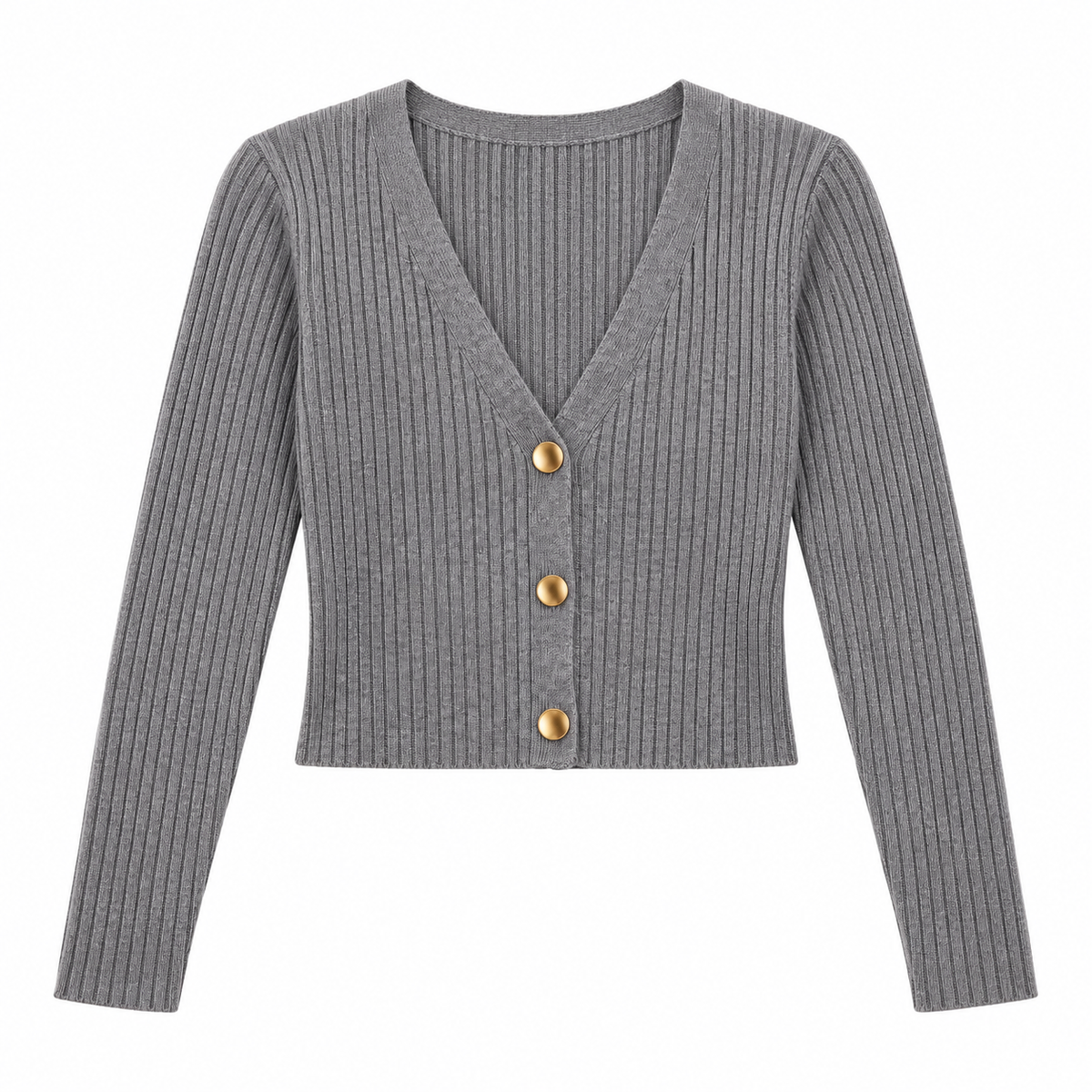 Cárdigan con botones dorados gris — producto