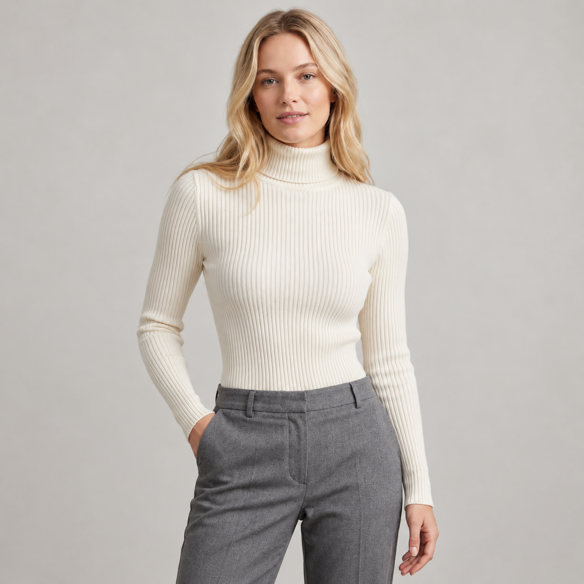 Sweater cuello alto Blanco — frente