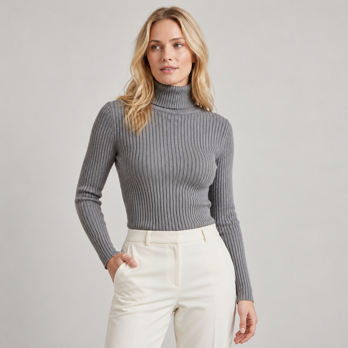 Sweater cuello alto Gris — frente