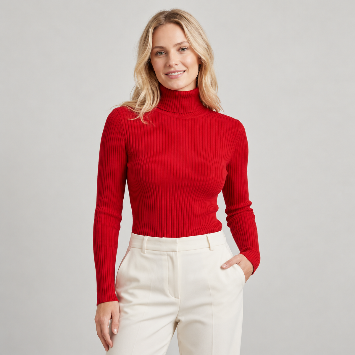 Sweater cuello alto Rojo — frente