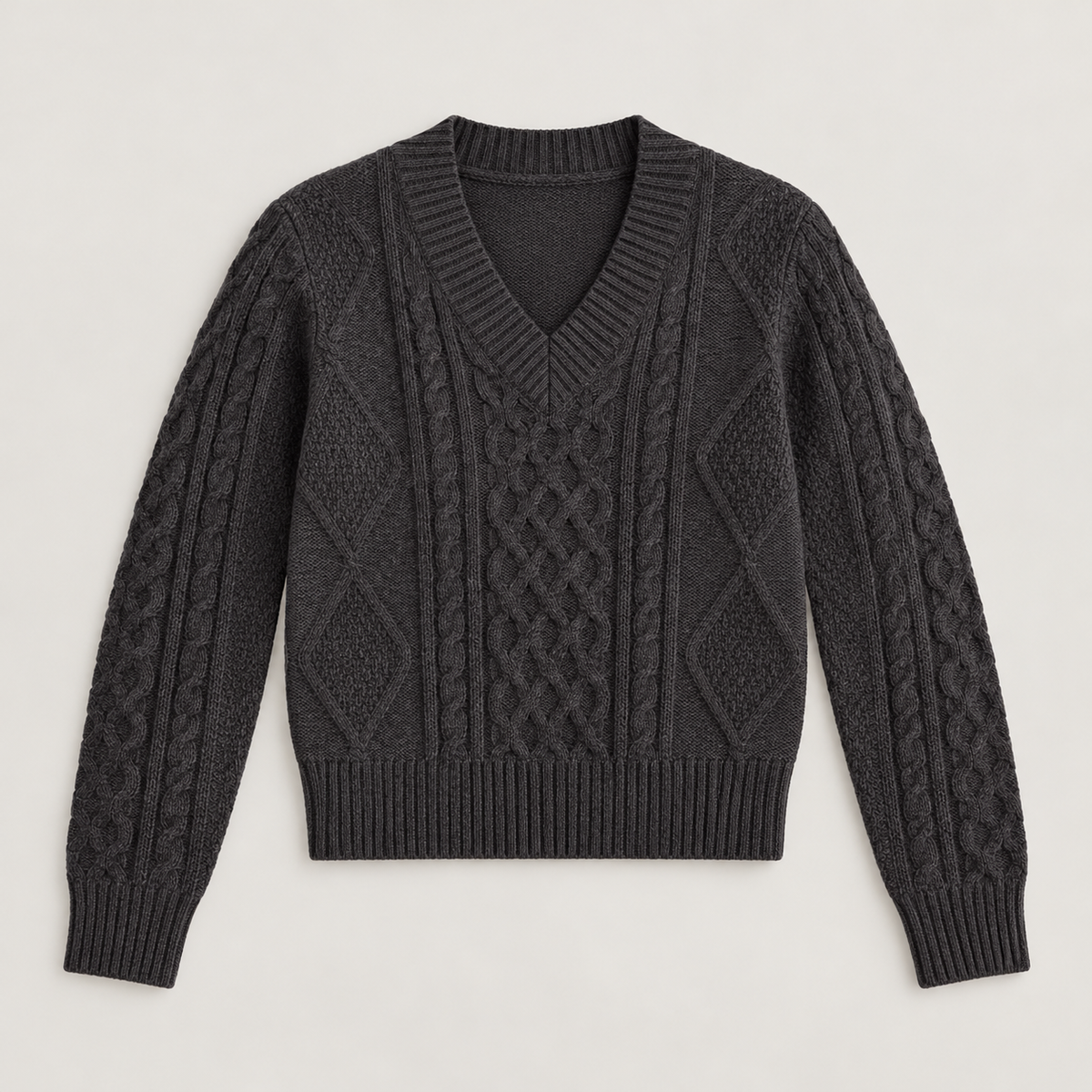 Sweater cuello V negro — producto solo
