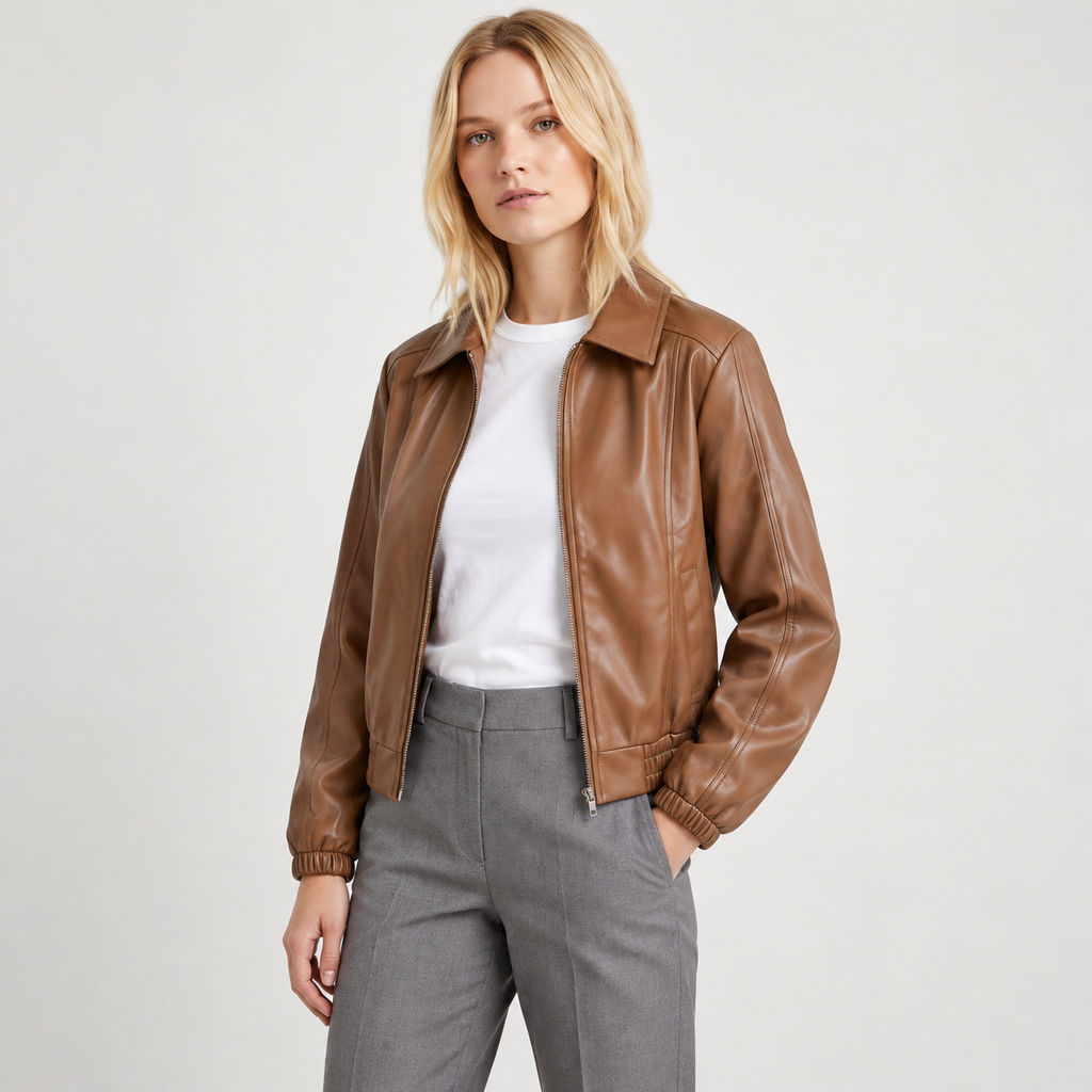 Chaqueta ecocuero Marrón — lado