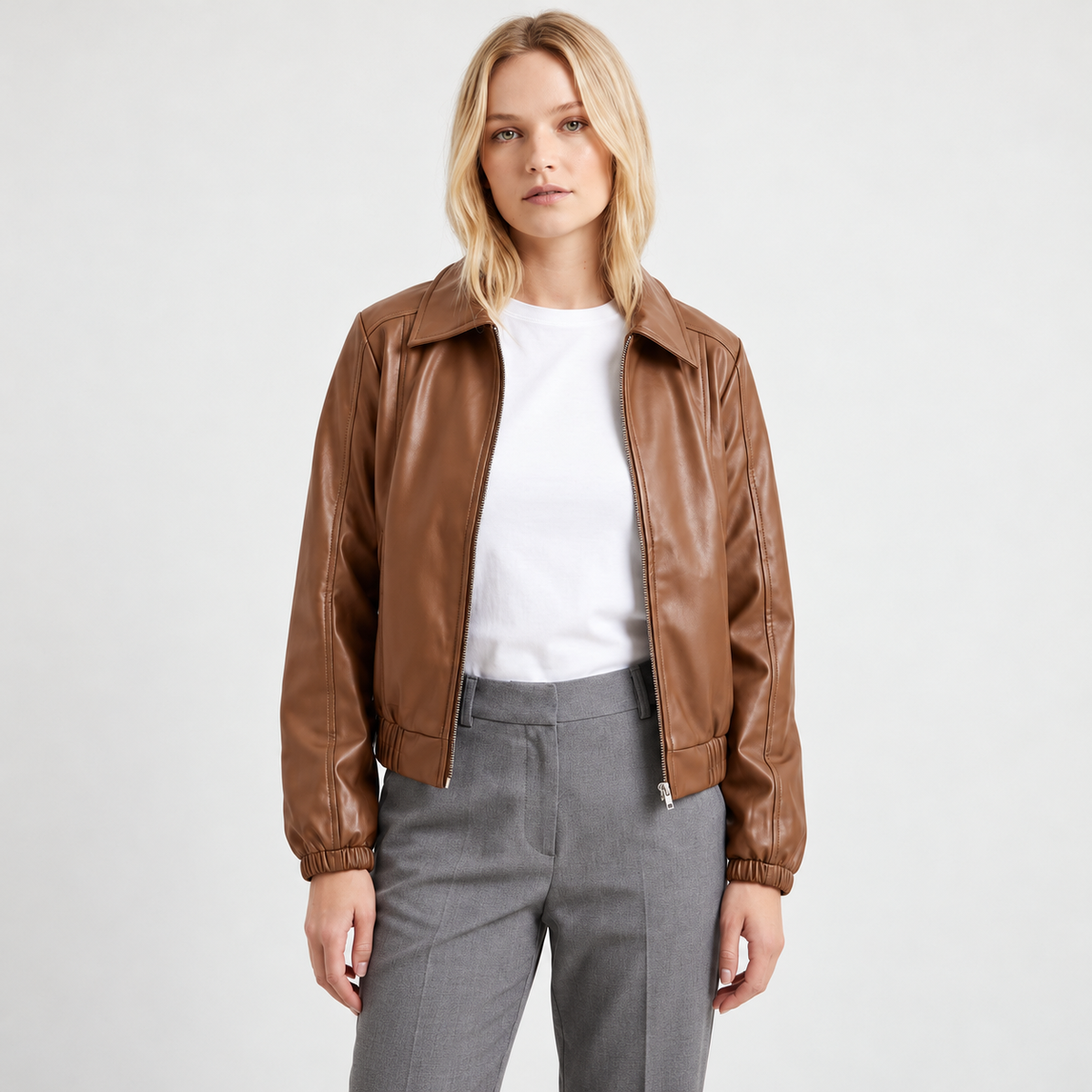 Chaqueta ecocuero Marrón — frente