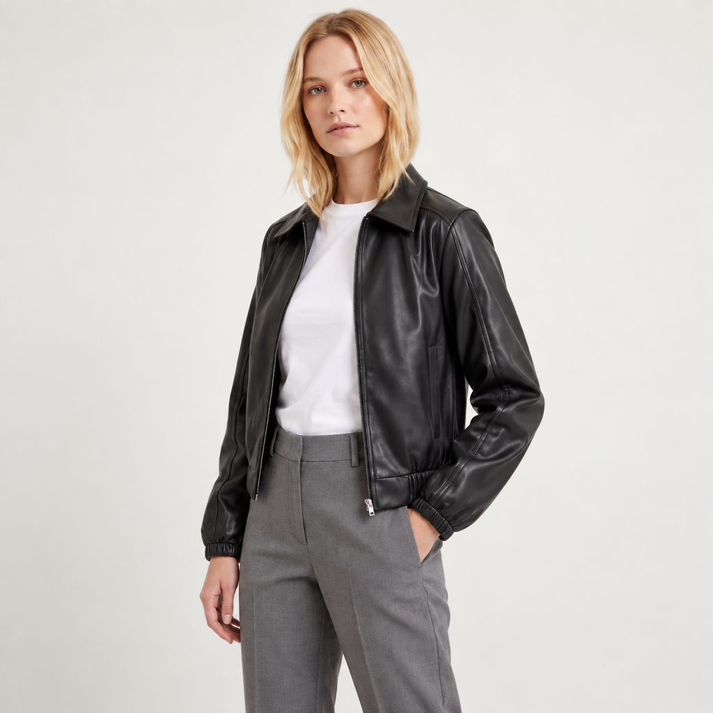 Chaqueta ecocuero Negro — lado